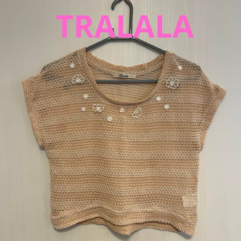 Tralala Flower Knit Short Sleeve Floral Pattern